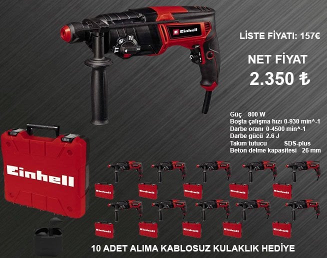 Einhell TC-RH 800 4F 800W Kırıcı Delici 10 ADET KAMPANYA