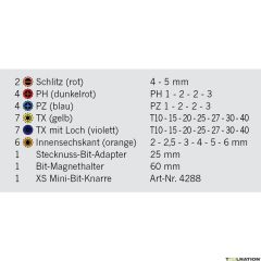 Projahn Renkli Bits Set 1/4'' Mini Uç Cırcırlı İşaretli Uçlar 33 Parça 4095