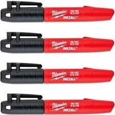 Milwaukee Inkzall Marker İşaretleme Kalemi Siyah 4 Adet