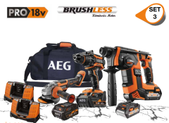 Aeg Akülü Kırıcı Delici, Vidalama, Taşlama Kömürsüz 3Lü Set