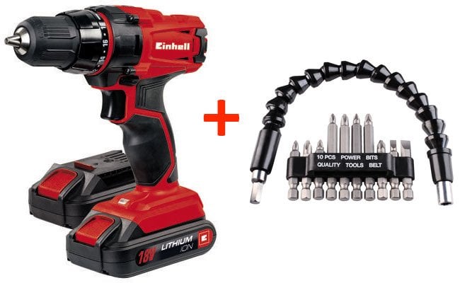 Einhell TC-CD 18-2 Li 18V 1.5 Ah Çift Akülü Vidalama + Bits 11 Parça Set