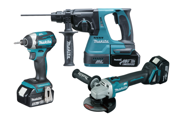 Makita DLX3070TX 18V 5.0 Ah Akülü Set 3'lü Kırıcı Delici - Taşlama - Vidalama