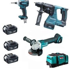 Makita DLX3070TX 18V 5.0 Ah Akülü Set 3'lü Kırıcı Delici - Taşlama - Vidalama