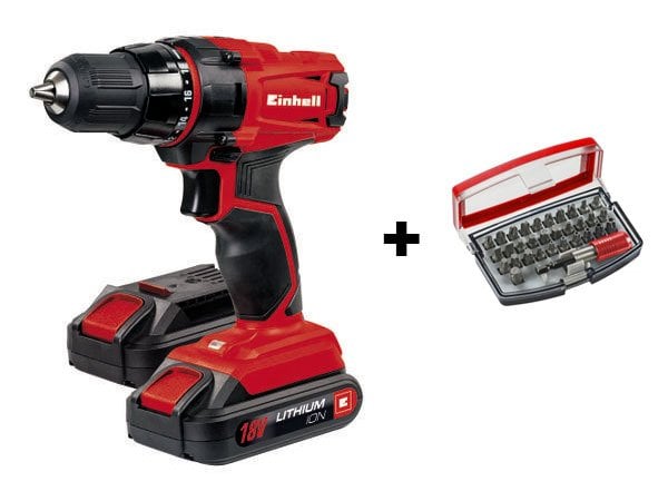 Einhell TC-CD 18-2 Li 18V 1.5 Ah Çift Akülü Vidalama + Kwb 32 Parça Bits Seti