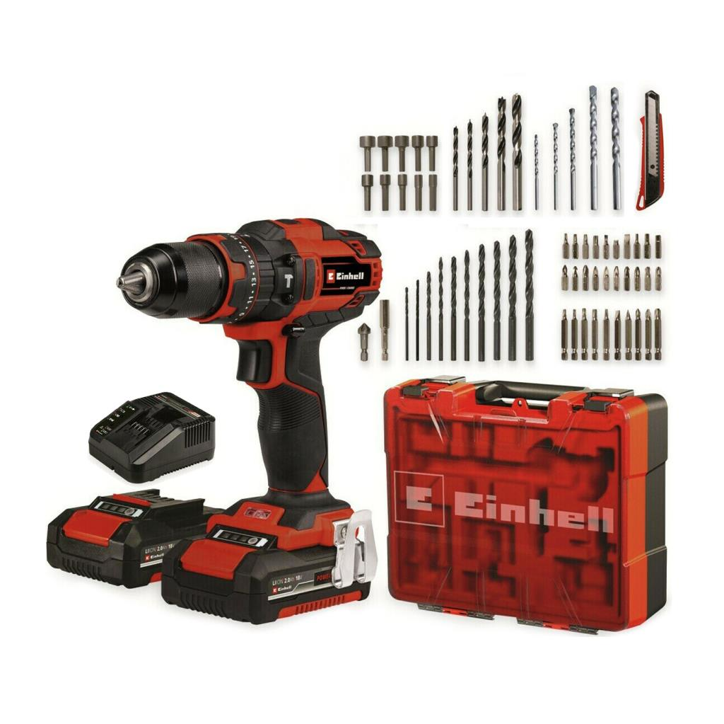 Einhell Akülü Darbeli Matkap TE-CD 18/40 Li-i +63 (2x2,0Ah) 63 Parça Aksesuar Kiti