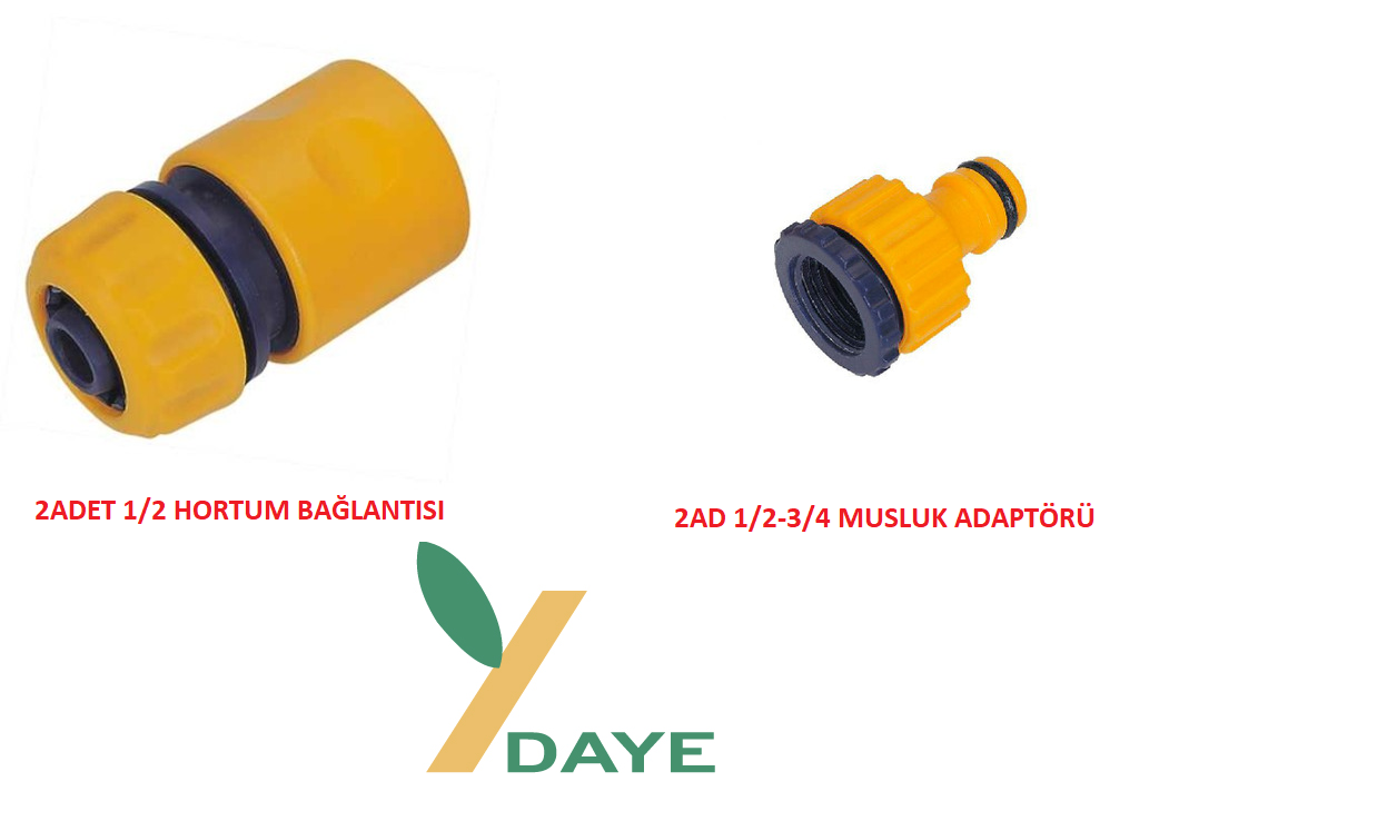 DAYE 2AD 1/2 HORTUM BAĞLANTISI + 2AD MUSLUK ADAPTÖRÜ