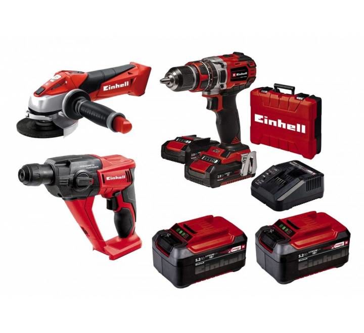 Einhell Kit18 Akülü Taşlama Delici ve Darbeli Matkap Seti 18V 5,2Ah