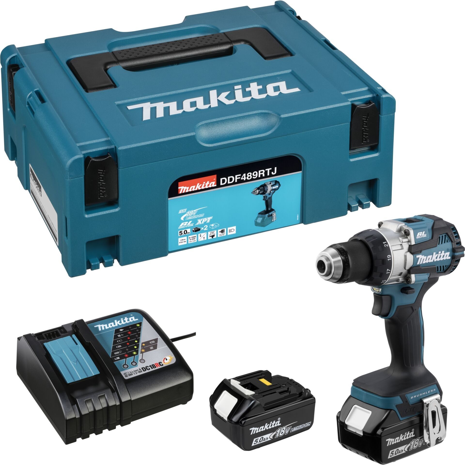 Makita DDF489RTJ 18V 5Ah Çift Akülü Matkap Vidalama