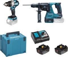 Makita DLX2522TJ Combo Set DDF489 + DHR243 18V 5Ah Akülü Kırıcı Delici Vidalama