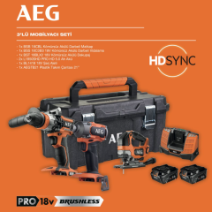 Aeg 3Lü 18V 5Ah Mobilyacı Seti Vidalama Dekupaj Matkap
