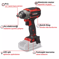 Einhell Impaxxo 18/230 Solo Kömürsüz Akülü Darbeli Somun Sıkma 4510080 (Akü ve Şarj Cihazı Dahil Değildir.)