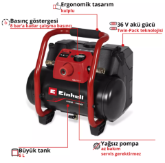 Einhell TE-AC 36/150 Li OF - Solo, Akülü Kompresör - 4020415