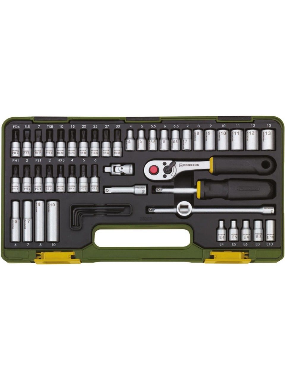 Proxxon 23280 1/4’’ Cırcır Kollu 50 Parçalı Lokma ve Bits Takımı