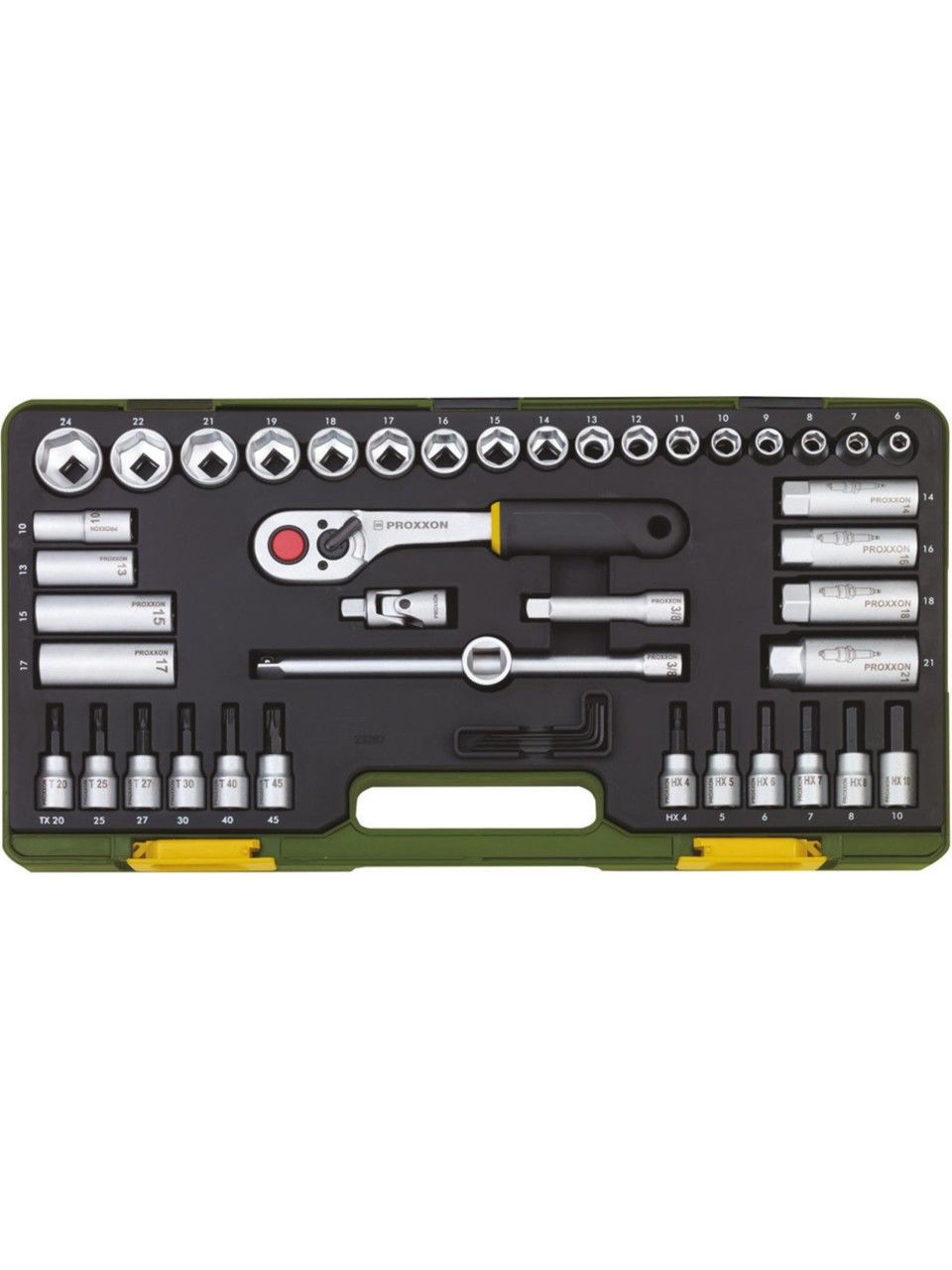 Proxxon 23282 3/8’’ Cırcır Kollu 47 Parçalı Lokma ve Bits Takımı